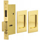 Omnia 7036 Series Pocket Door Lock with Modern Rectangular Trim