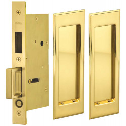Omnia 7037 Series Pocket Door Lock w/ Modern Rectangular Trim