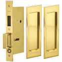 Omnia 7037/L US4 Series Pocket Door Lock w/ Modern Rectangular Trim