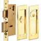 Omnia 7037 Series Pocket Door Lock with Modern Rectangular Trim