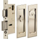 Omnia 7037 Series Pocket Door Lock with Modern Rectangular Trim