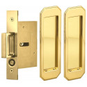 Omnia 7039/N US3A Passage Pocket Door Lock w/ Traditional Rectangular Trim featuring Mortise Edge Pull