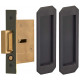 Omnia 7039/N Passage Pocket Door Lock w/ Traditional Rectangular Trim featuring Mortise Edge Pull