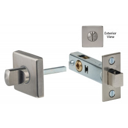 Omnia 6001S Square Privacy Bolt Set w/ Whistle Turn, Finish- Satin Stainless Steel
