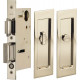 Omnia 7035 Series Pocket Door Lock with Modern Rectangular Trim