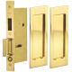 Omnia 7035 Series Pocket Door Lock with Modern Rectangular Trim