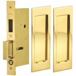Omnia 7035 Series Pocket Door Lock with Modern Rectangular Trim