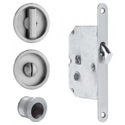 Omnia 3910 Pocket Door Mortise Lock - Round Trim