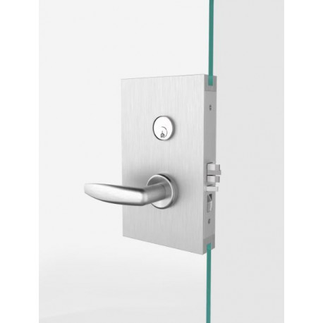 Accurate Lock & Hardware G-ML-CRL Series Glass Patch (6"X10"), 2-3/4" Backset For 1/2" Thick Tempered Glass