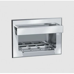 ASI 0399 Soap Dish w/ Bar - Stainless Steel, Wet Wall - Recessed