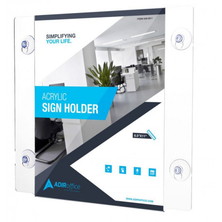 Adiroffice 639-8511-WSH Acrylic Window Sign Holder with Suction Cups