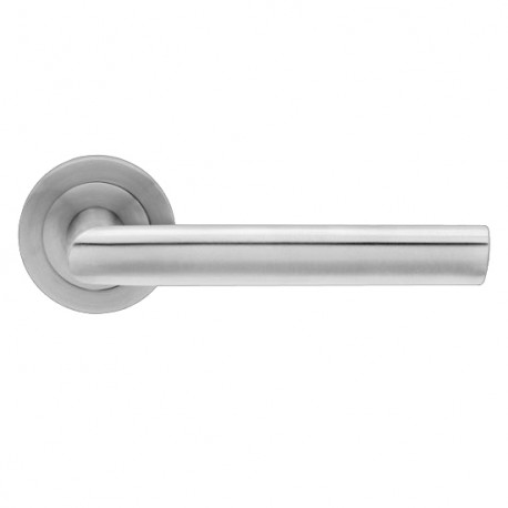 Karcher Design E 'Cyprus' Lever/Lever Trim for European Mortise locks (MAMO, GEMO), For Custom bored door, Satin stainless steel