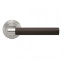 Karcher Design E 'Madeira With Leather' Lever/Lever Trim For European Mortise Locks (Mamo, Gemo), Satin Stainless Steel