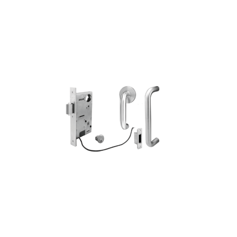INOX PD95 Sliding Door Mortise Lock with Emergency Egress with Surface Pull