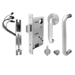 INOX PD97PT-ATL Electrified Mortise Power Transfer Auto-locking Lock w/ PHIX31108ST Exterior Surface Pull & Interior X Series Lever