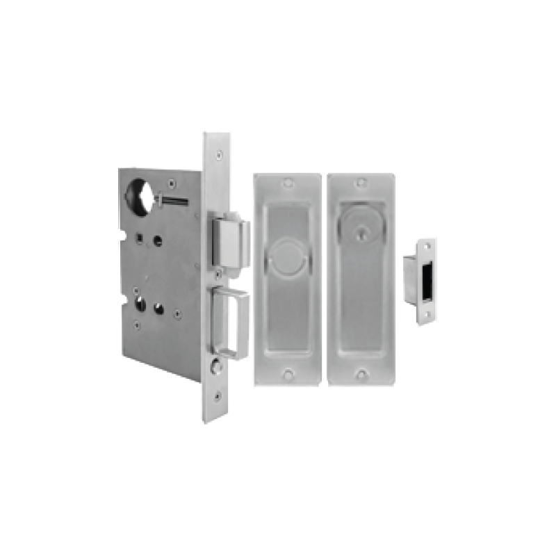 INOX PD8000 Interior Mortise Lockset w/ FH17 Bezel Flush Pull for Pocket Door
