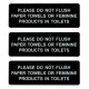 Alpine Industries ALPSGN-B Please Do Not Flush Paper Towels or Feminine Products in Toilets Sign