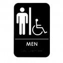  ALPSGN-2- Mens Braille Handicapped Restroom Sign, Black/White, ADA Compliant, 6"x9"