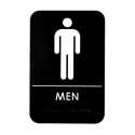  ALPSGN-3- Mens Braille Restroom Sign, Black/White, ADA Compliant, 6"x9"