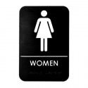  ALPSGN-5- Womens Braille Restroom Sign, Black/White, ADA Compliant, 6"x9"