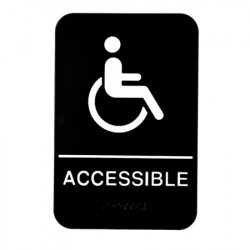 Alpine Industries ALPSGN-39 ADA Handicap Accessible Sign with Braille, Black/White, ADA Compliant, 6"x9"