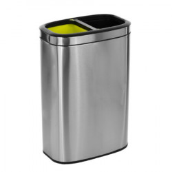 Alpine Industries ALP470-R-40L 40 L / 10.5 Gal Stainless Steel Slim Open Trash Can Dual Compartment, Brushed Stainless Steel