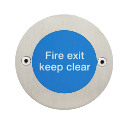 Modric SS8450 76mm Fire Exit Keep Clear Sign, Satin Stainless Steel