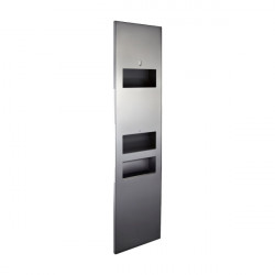 Modric SS2490 Recessed Paper Towel Dispenser, Hand Dryer and Bin Panel, Satin Stainless Steel