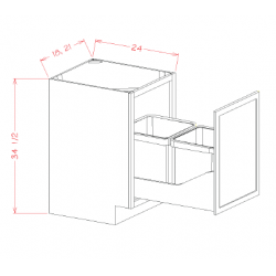 US Cabinet Depot B Full Height Door Base Kit with Double Trashcan Pullout, Capital Collection