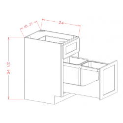 US Cabinet Depot B Single Door Single Drawer Base Kit with Double Trashcan Pullout, Capital Collection