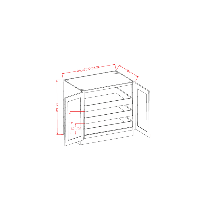 US Cabinet Depot B Triple Rollout Shelf Base Kits, Capital Collection