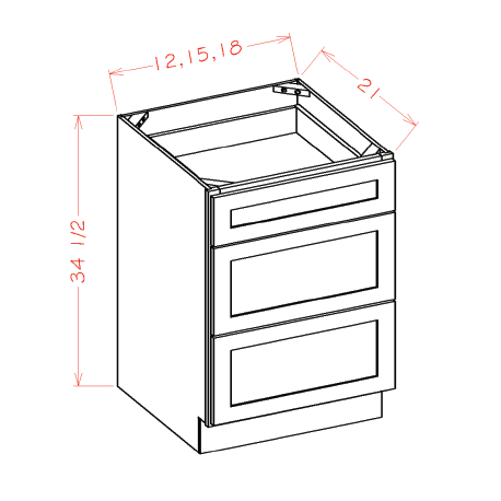 US Cabinet Depot 3VDB Vanity Drawer Base Cabinets, Capital Collection