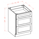  3VDB15-SC Vanity Drawer Base Cabinets, Capital Collection