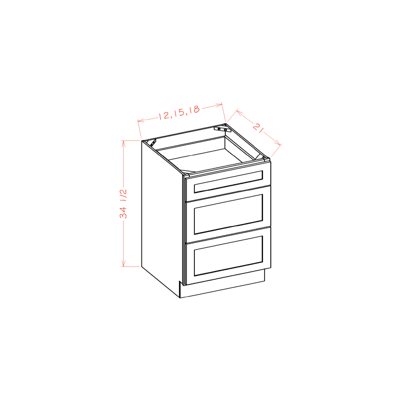 US Cabinet Depot 3VDB Vanity Drawer Base Cabinets, Capital Collection