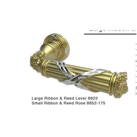 Von Morris 98823/52172 Large Ribbon & Reed Lever With Small Ribbon & Reed Rose, Entry Mortise