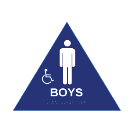 Cal-Royal BHS1 Boys Sign Raised & Braille, 10 1/2" High Triangle,Finish-Blue