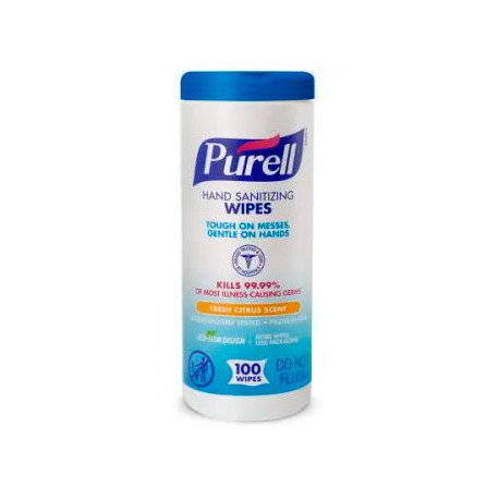 GOJO PURELL 9111-12 Hand Sanitizing Wipes - Non-Alcohol Formula 100 Count Canister