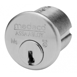 Medeco 100500H 6 Pin 1-1/4" Mortise Cylinder With Raised Plug, Limited Rotation: CK 145 Degree CW and 145 Degree CCW
