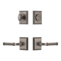 Grandeur Carre Square Rosette Entry Set w/ Soleil Lever, Keyed Alike