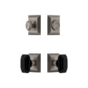 Grandeur Fifth Avenue Square Rosette Entry Set w/ Black Baguette Crystal Knob, Keyed Alike