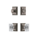 Grandeur Fifth Avenue Square Rosette Entry Set w/ Carre Crystal Knob, Keyed Alike