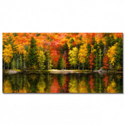 Bain Signature Fall Foliage Hand Painted with Gold Frame