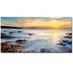 Bain Signature Sunset by the Sea Hand Painted with Gold Frame