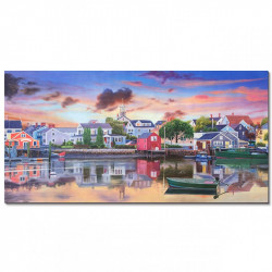 Bain Signature Town Lake Hand Painted with Silver Frame
