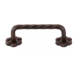 Top Knob M650 Normandy Thin Twist D-Pull w/Backplate, 3-15/16" Center to Center Length, Patina Black
