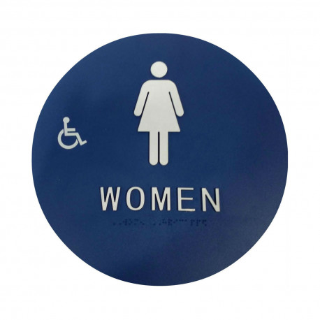 Don-Jo Womens Room Bathroom Sign for Commercial Washrooms, Blue Finish
