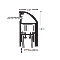 NGP 4440WH Aluminum Dual Actuated Automatic Door Bottom w/ Nylon Brush Seal.