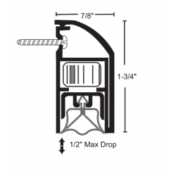 NGP 4441S Aluminum Single Actuated Automatic Door Bottom w/ Silicone Insert