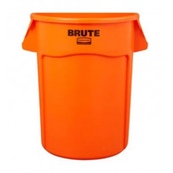 Rubbermaid Commercial Products 2119308 Brute Vented High Visibility Orange Containers, 32 GAL