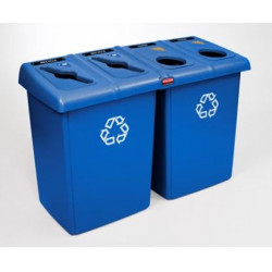 Rubbermaid Commercial Products 1792372 Four-Stream Glutton Recycling Station, Blue